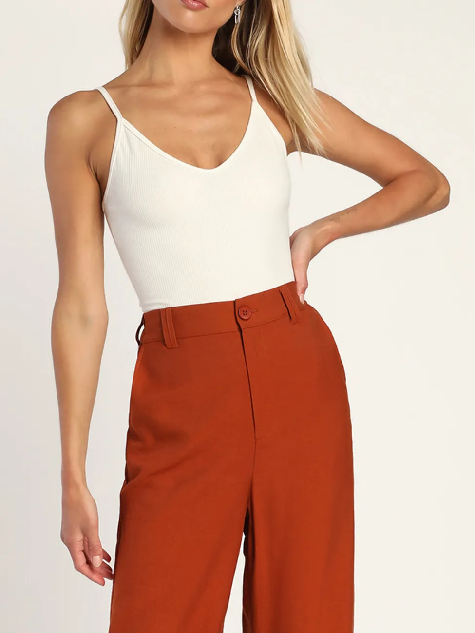 Ribbed V-Neck Cami Bodysuit