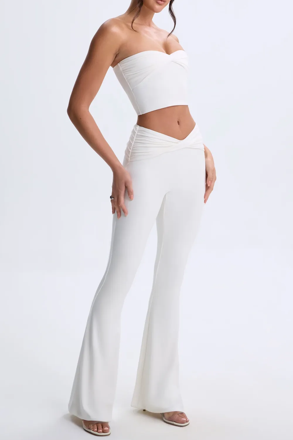 Mid-Rise Flared Trousers For Women