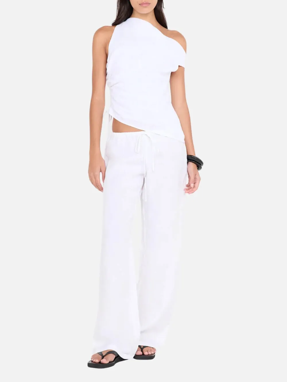 Linen Wide Leg Pants - White