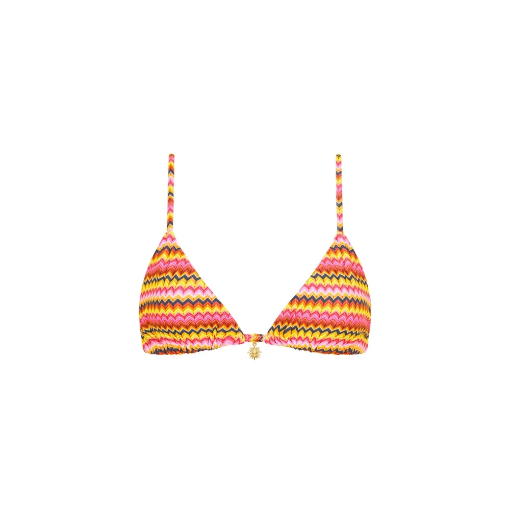Multicolored Zigzag Pattern Triangle Bikini Top
