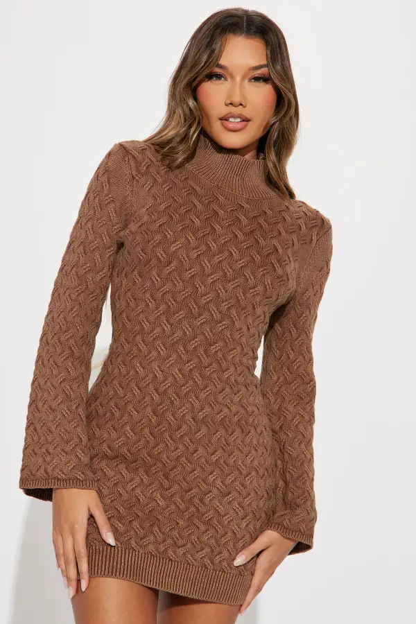 London Sweater Mini Dress - Mocha