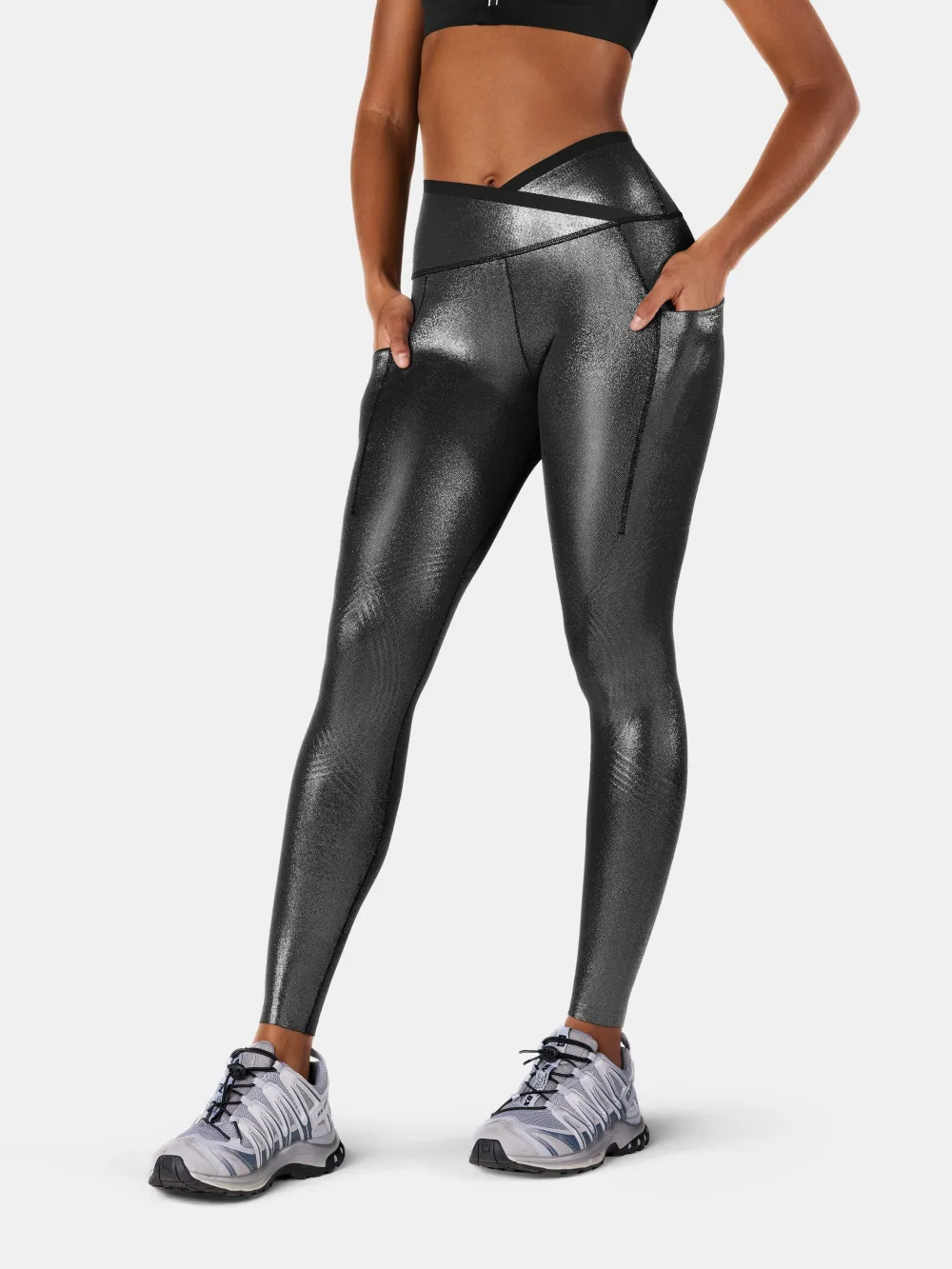 Body Sculpt Faux Leather Side Pocket Leggings