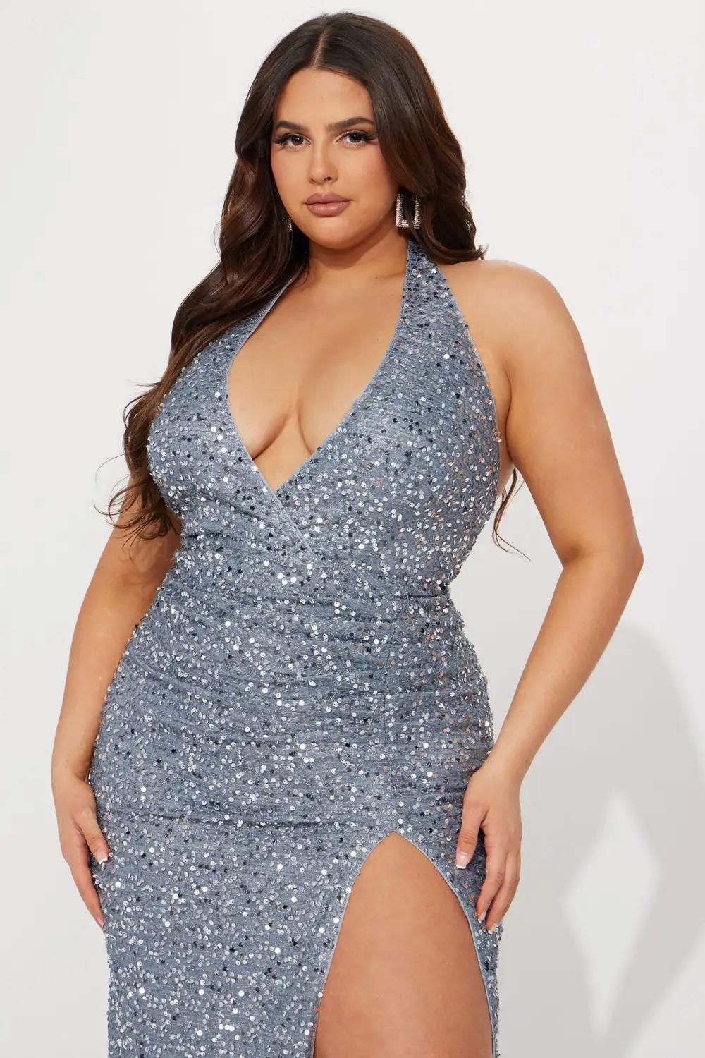 Hailie Sequin Maxi Dress - Grey