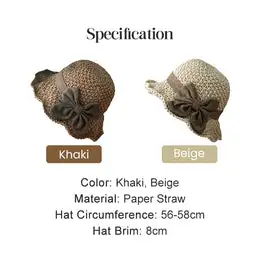 Women's Foldable Wide-Brim Straw Sun Hat – Hand-Knitted Cotton-Linen Blend with Bow Detail (Summer Style)