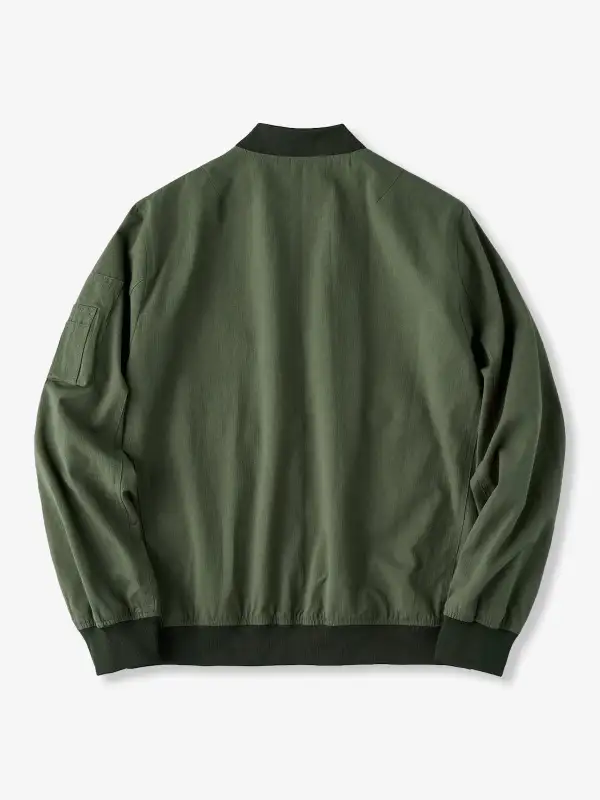 Men'S Zip Front Pocketed Bomber Jacket