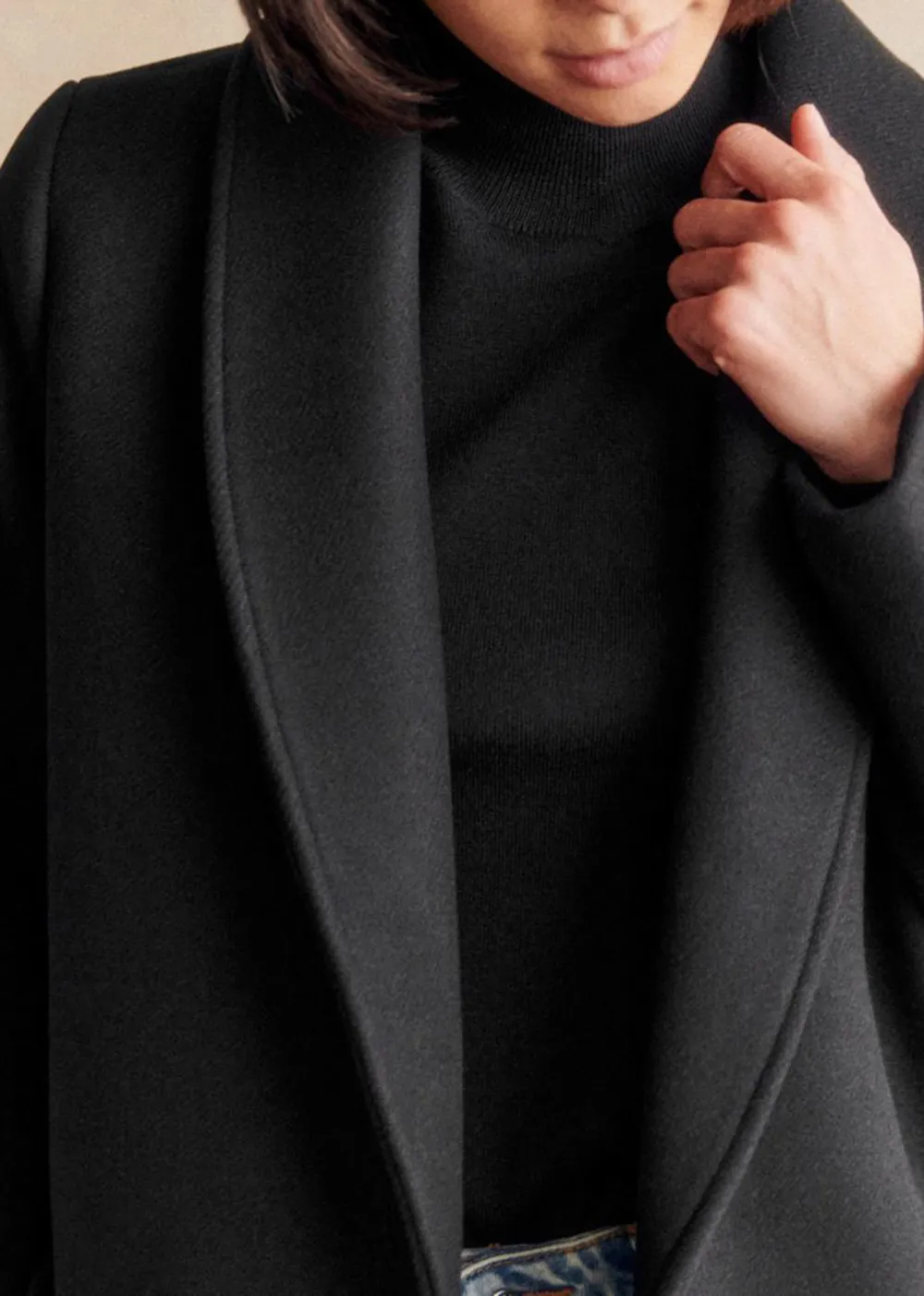 Cropped Shawl Collar Coat