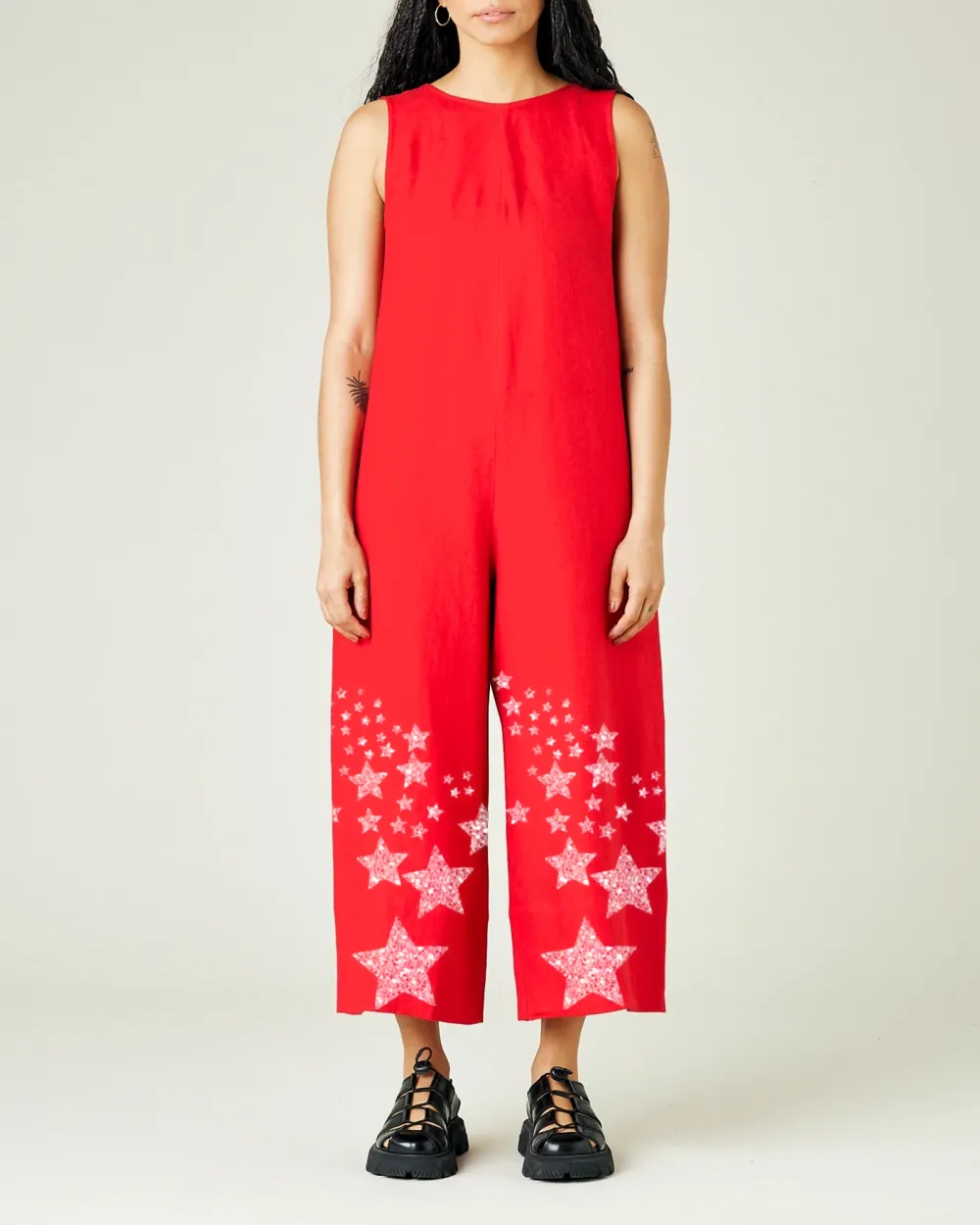 RED LINEN JUMPSUIT