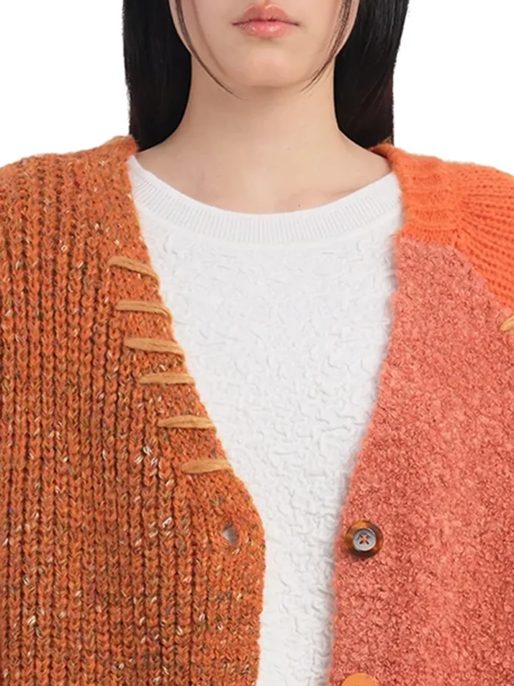 Color - Block Knit Cardigan Jacket