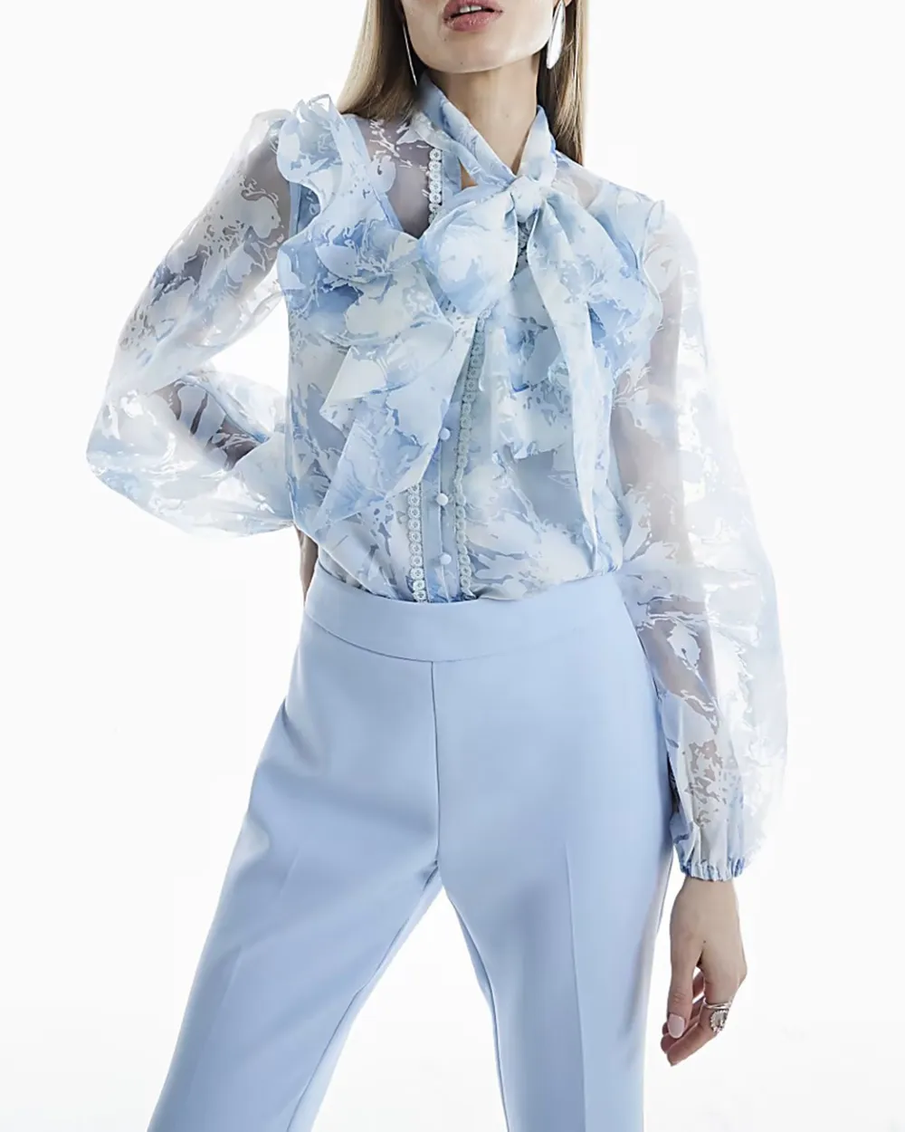 Luxury Floral Print Embroidered Women's Shirts