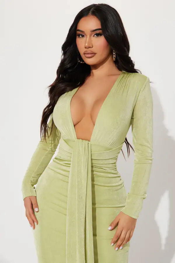 Dream Babe Midi Dress - Chartreuse