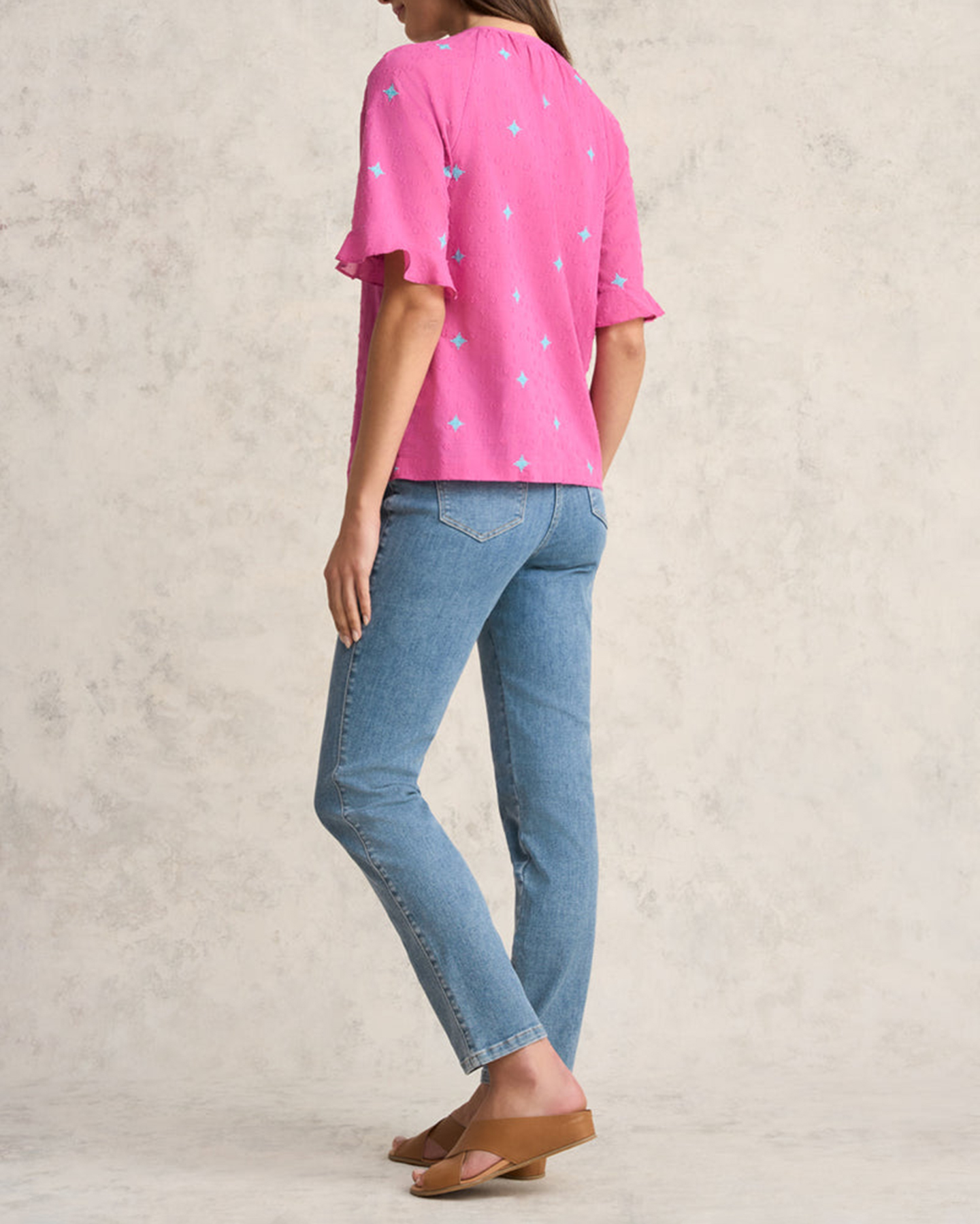 Flutter Sleeve Embroidered Blouse