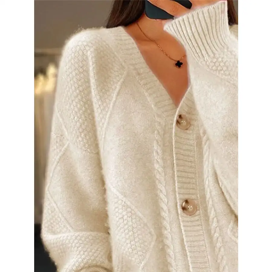 Full Size Textured Knit Button Down Cardigan Plus Size