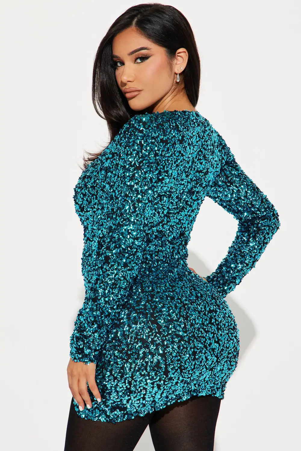 Gemma Sequin Mini Dress - Aqua