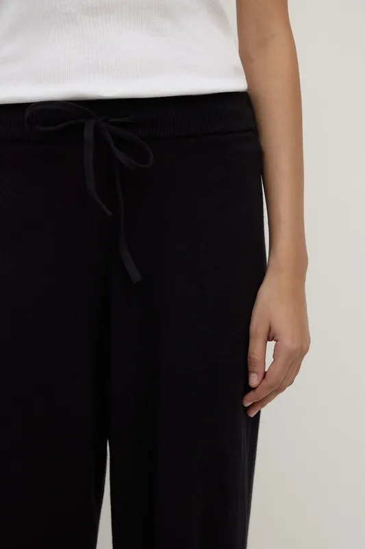 Black Cotton Cashmere Lounge Pant