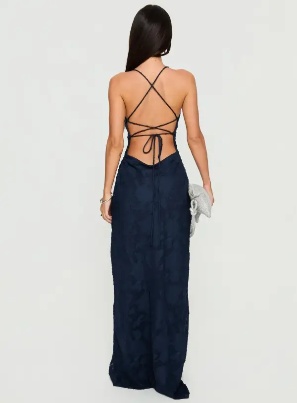 Halter Neck Lace Detail Maxi Dress