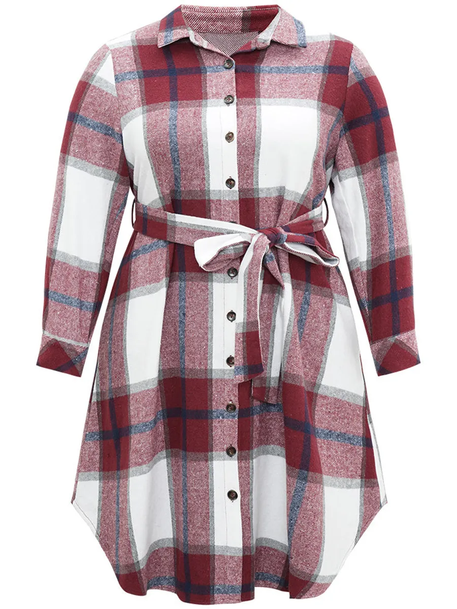Elegant Senior Plaid Dress Midi Skirt