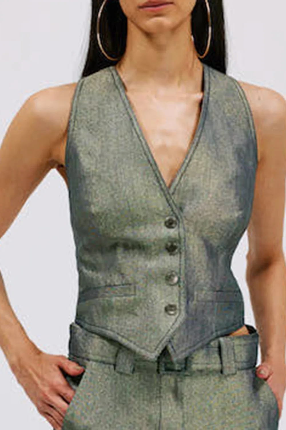V-Neck Vest-Gold