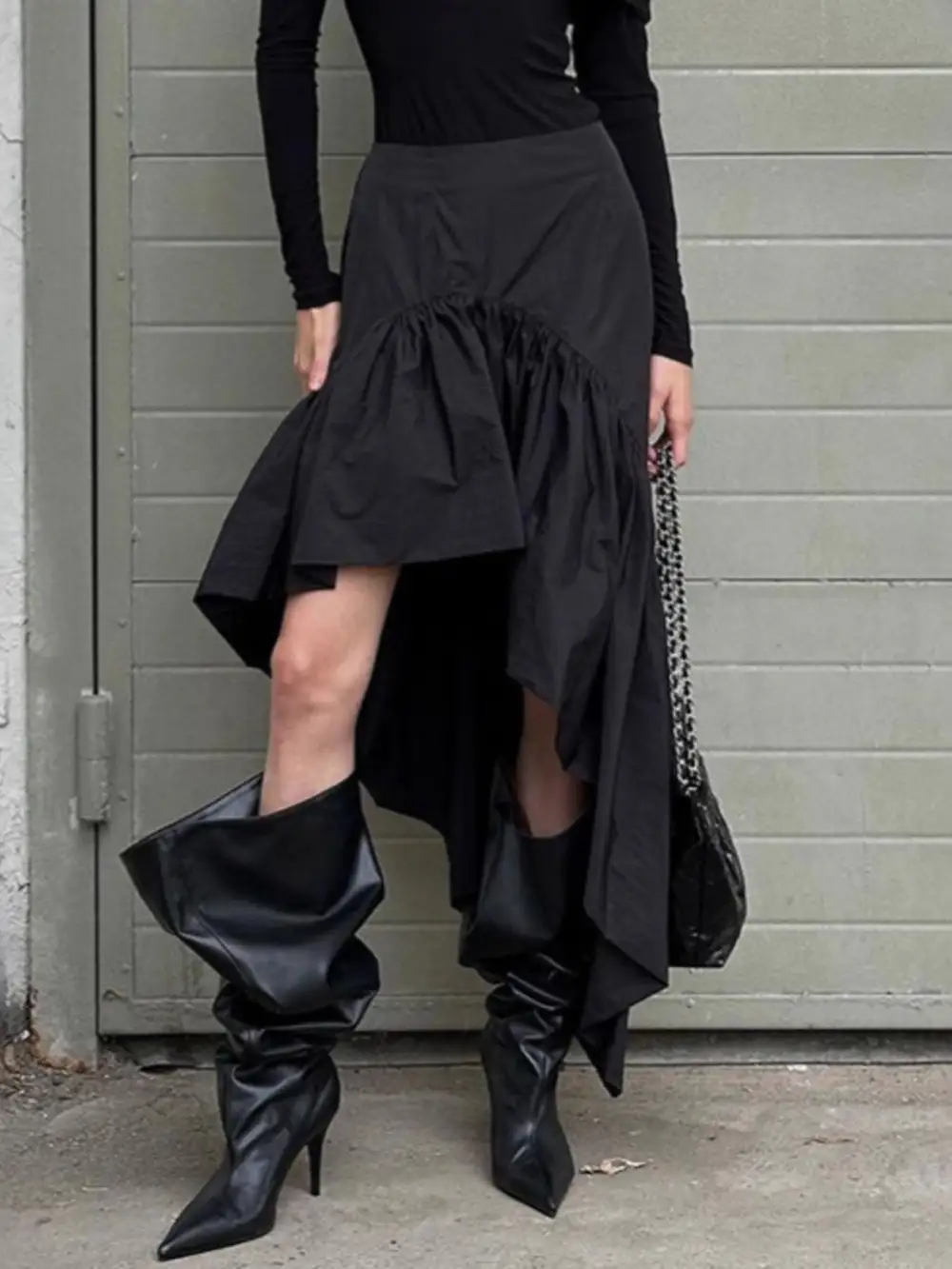 Ruffle Trim Cotton Blend Skirt