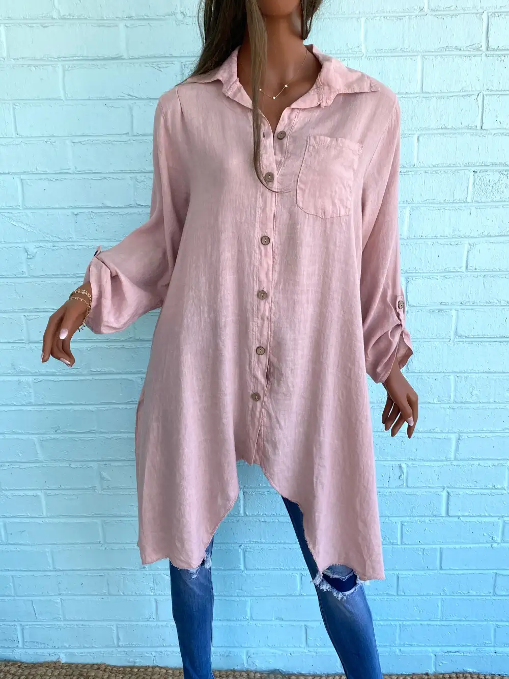 Button Roll Tab Tunic