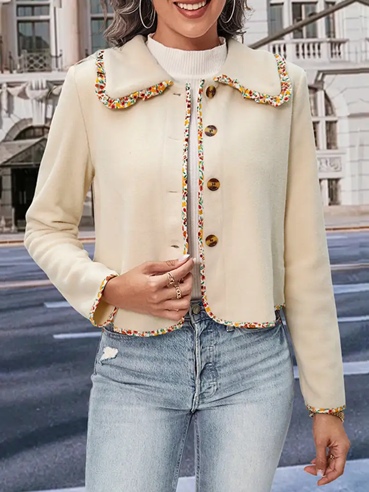 Collared Button-down Long-sleeve Jacket