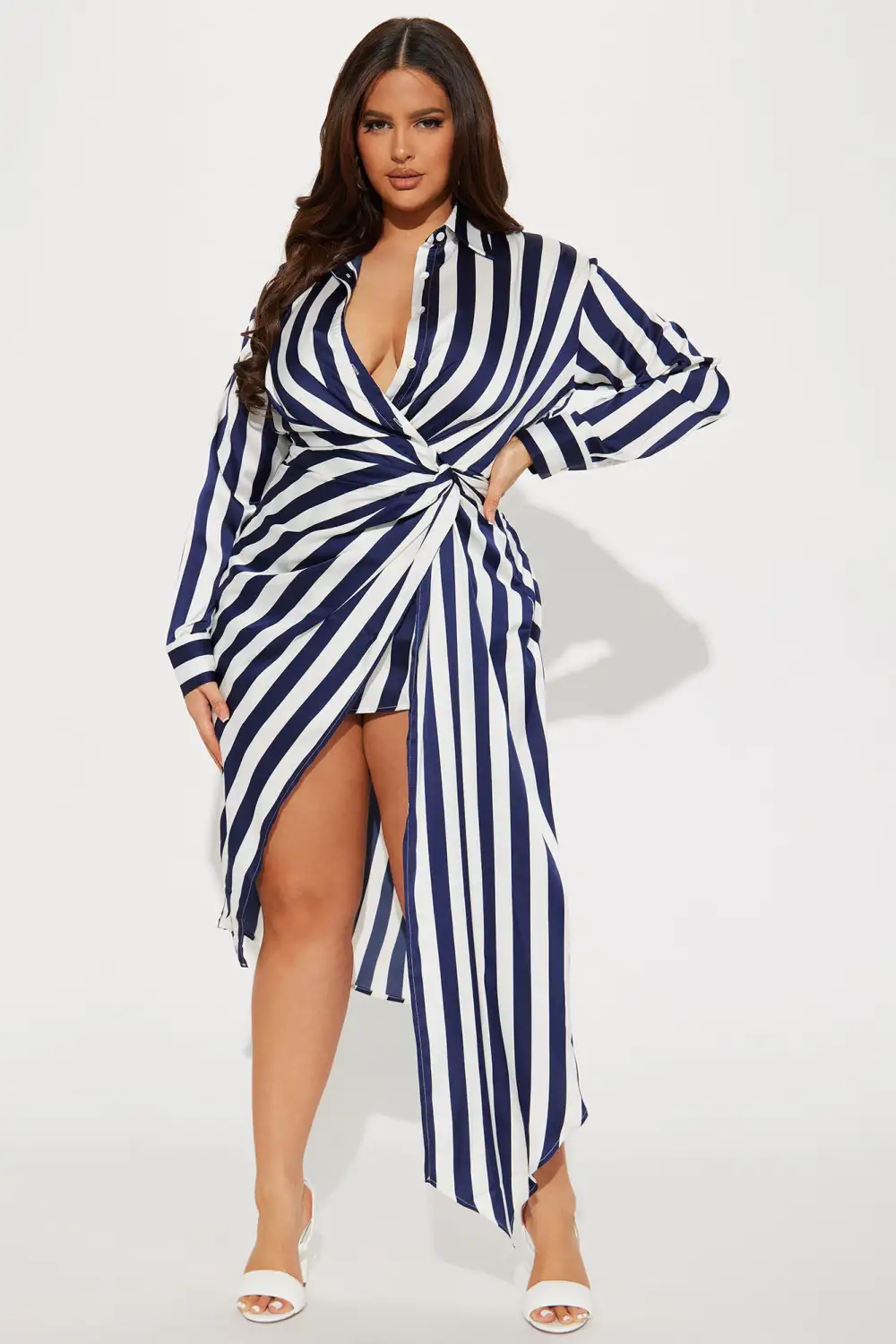 Unattached To You Midi Dress - Navy/combo