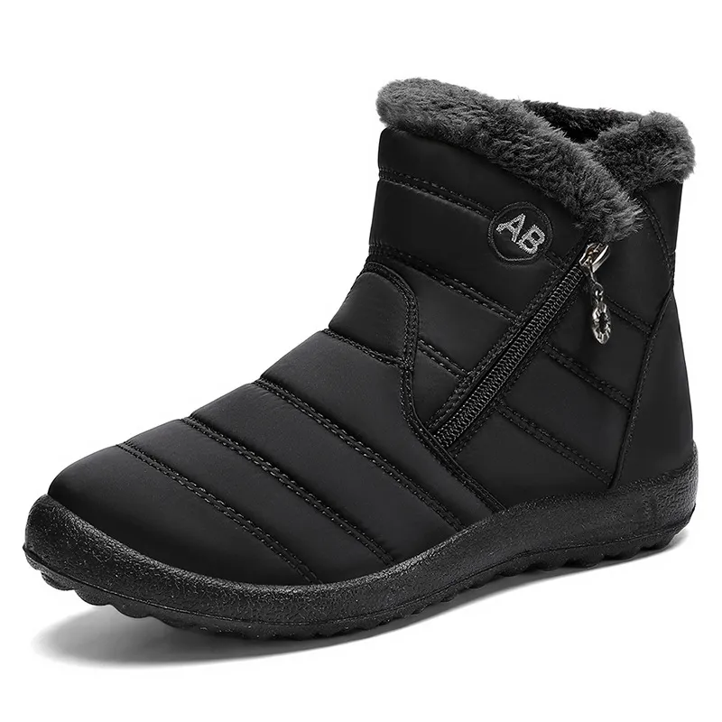 Women's Cotton Shoes Winter Boots PU Long Tube Plush Lined Thick Warm High-Top Snow Boots