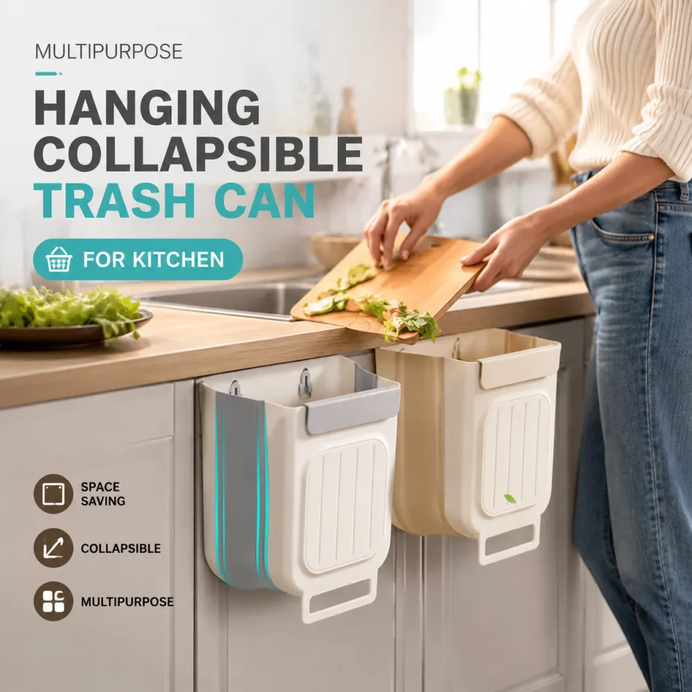 Wall-Mounted Collapsible Kitchen Trash Can – Household Waste Sorting Bin for Cabinet Doors or Walls