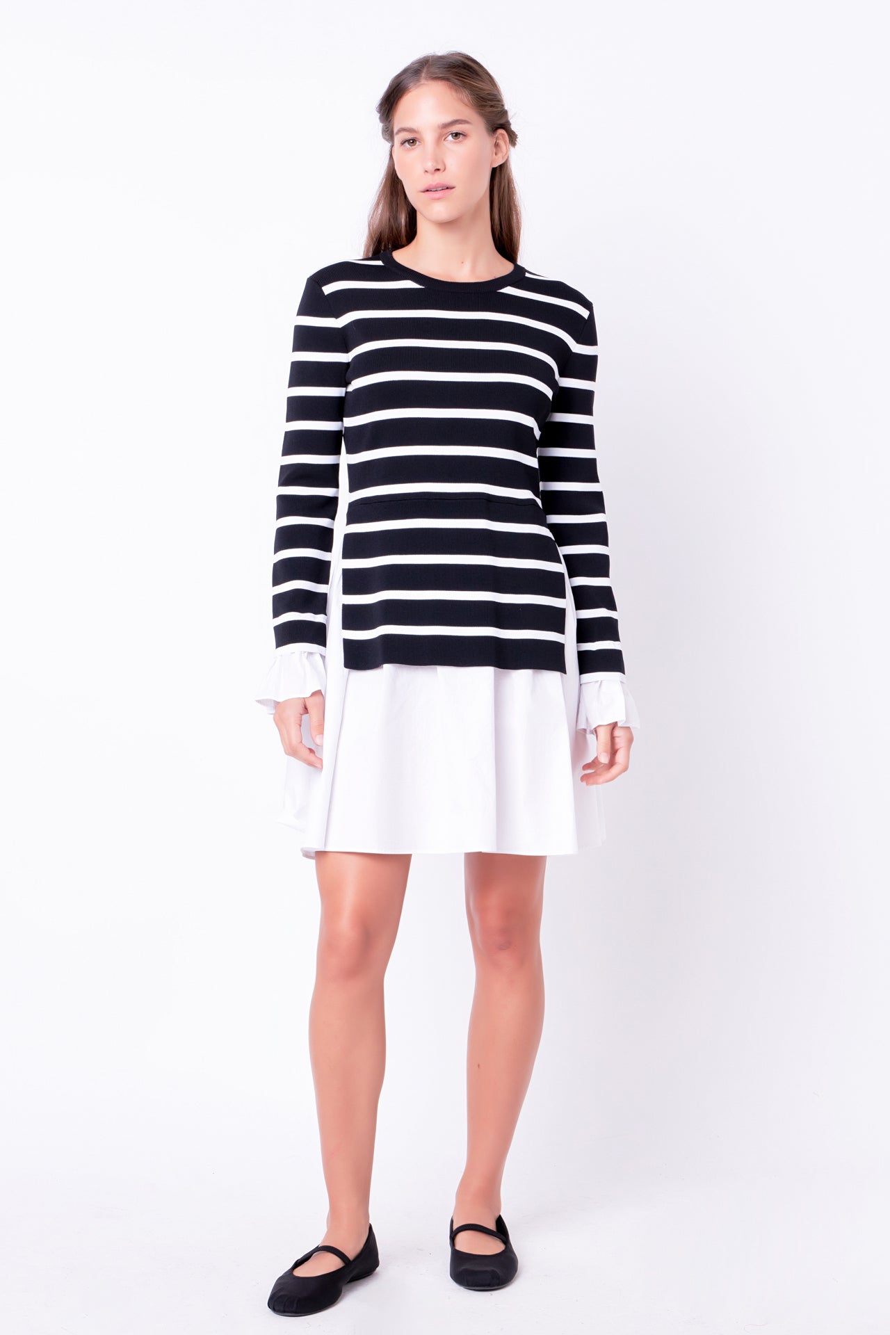 Poplin Combo Knit Dress