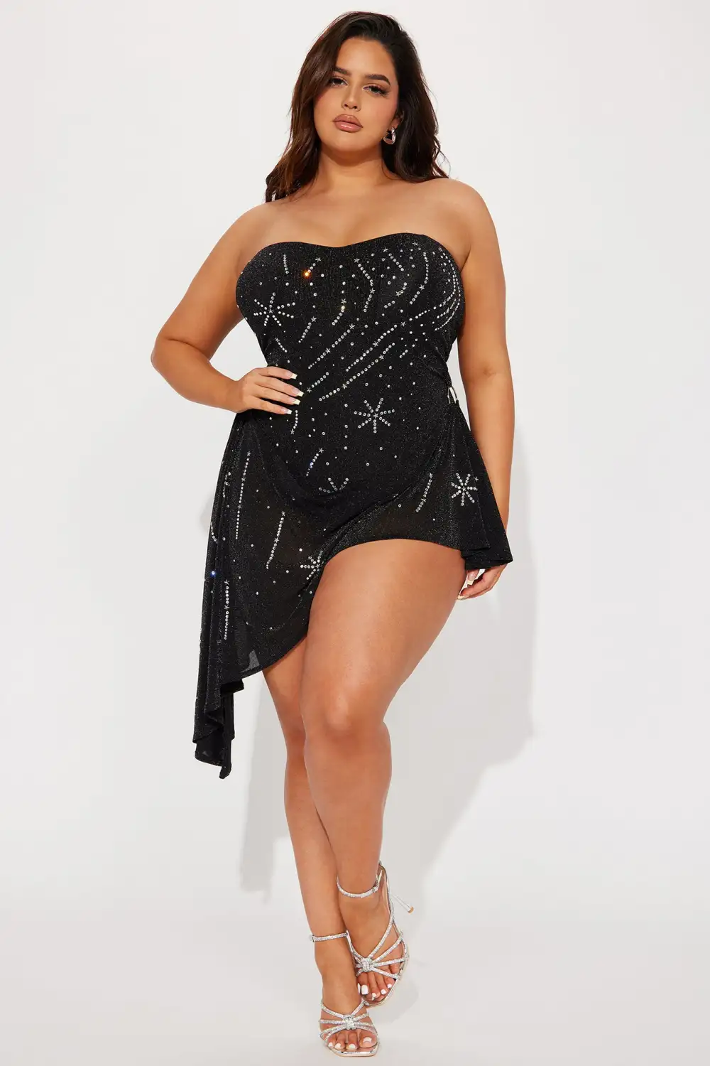 Emily Embellished Mini Dress - Black