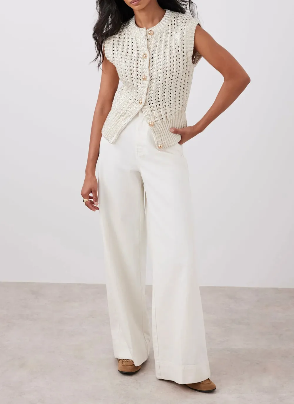 Casual Style Cotton Knit Waistcoat