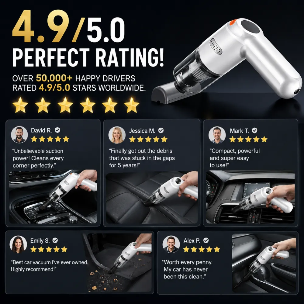 Cordless car vacuum cleaner -10000Pa suction, lightweight, long battery life!
