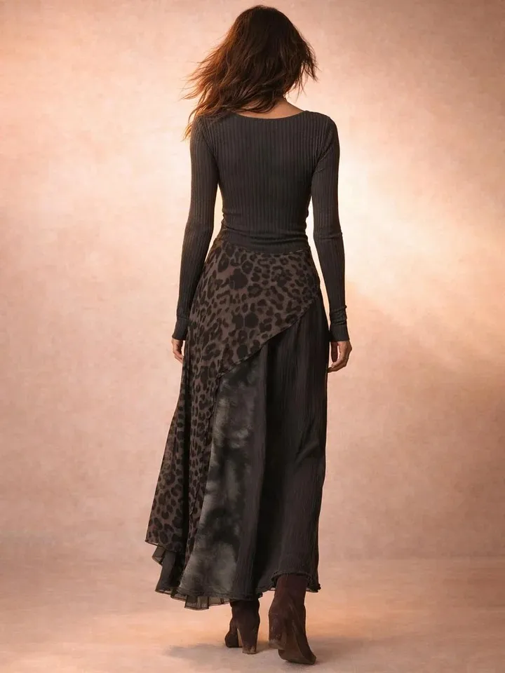 Leopard Asymmetric Midi Dress