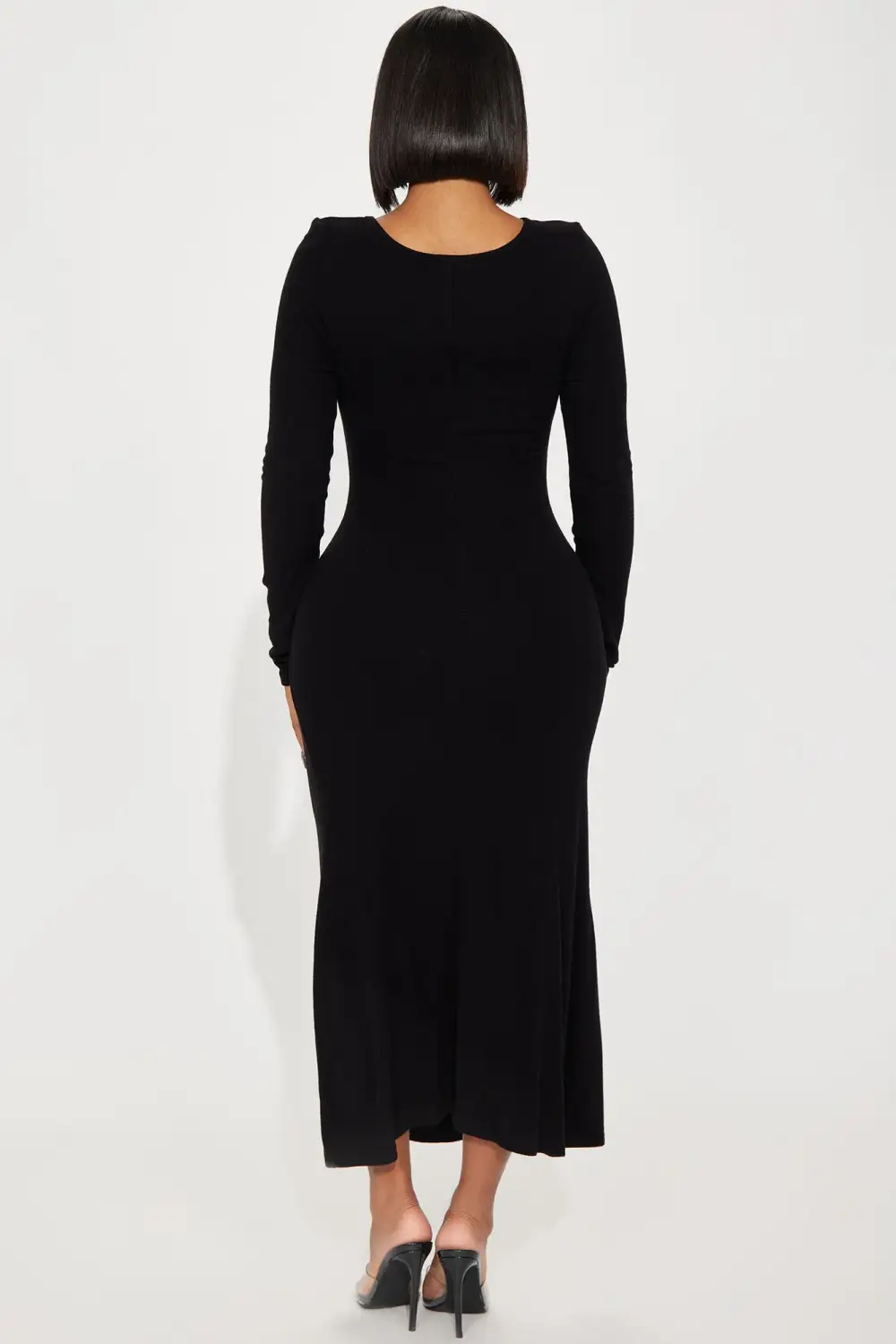 Kary Hacci Ruched Midi Dress - Black