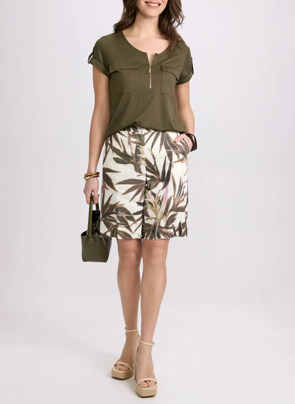 Zippered T-Shirt With Dual Pockets
