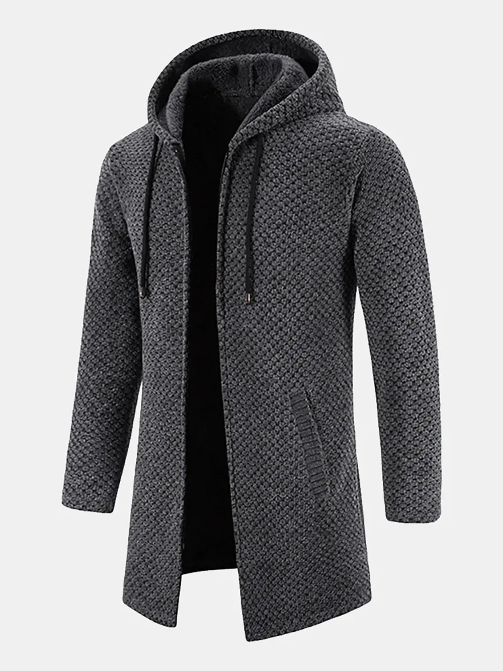 Long Line Textured Hooded Cardigan