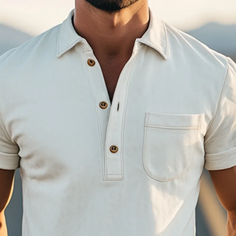 Utility Short Sleeve Collared Knit Shirt