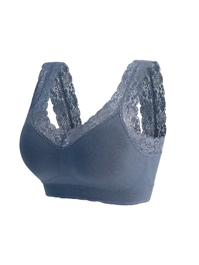 Breathable Comfortable Lace Detachable Cup Seamless  Bra