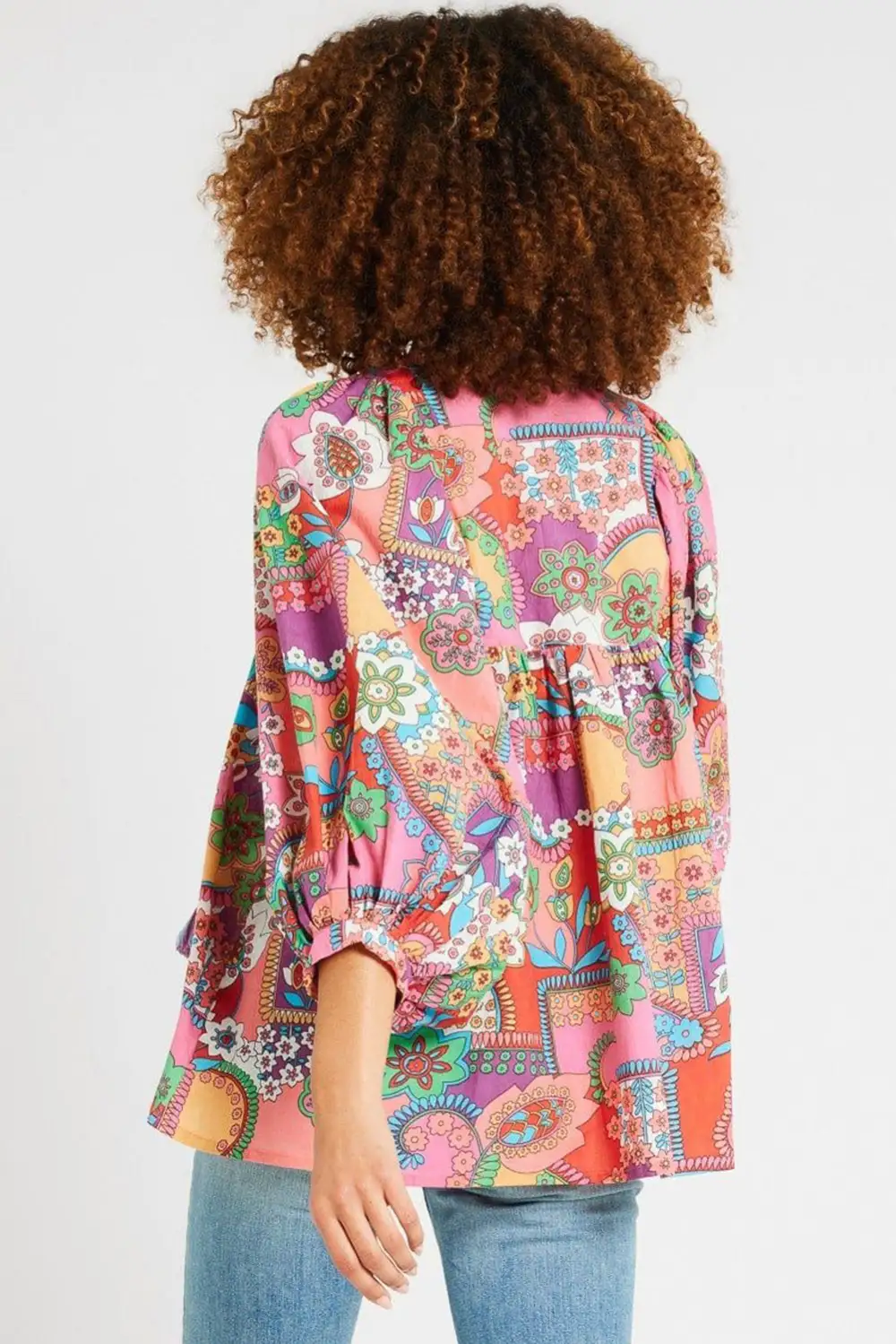 Floral Pleated Boho Blouse