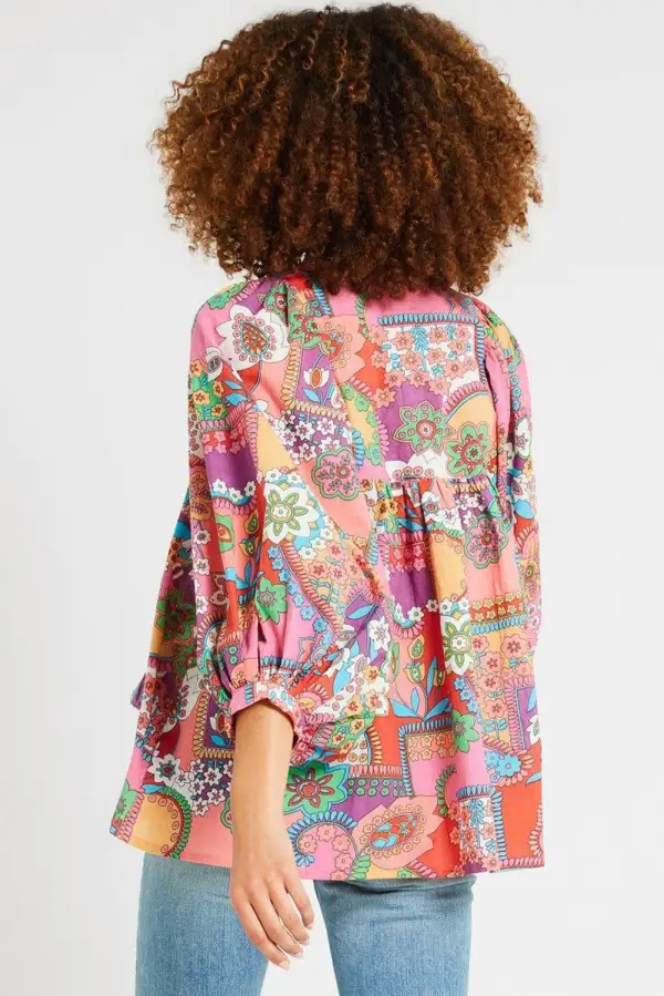 Floral Pleated Boho Blouse