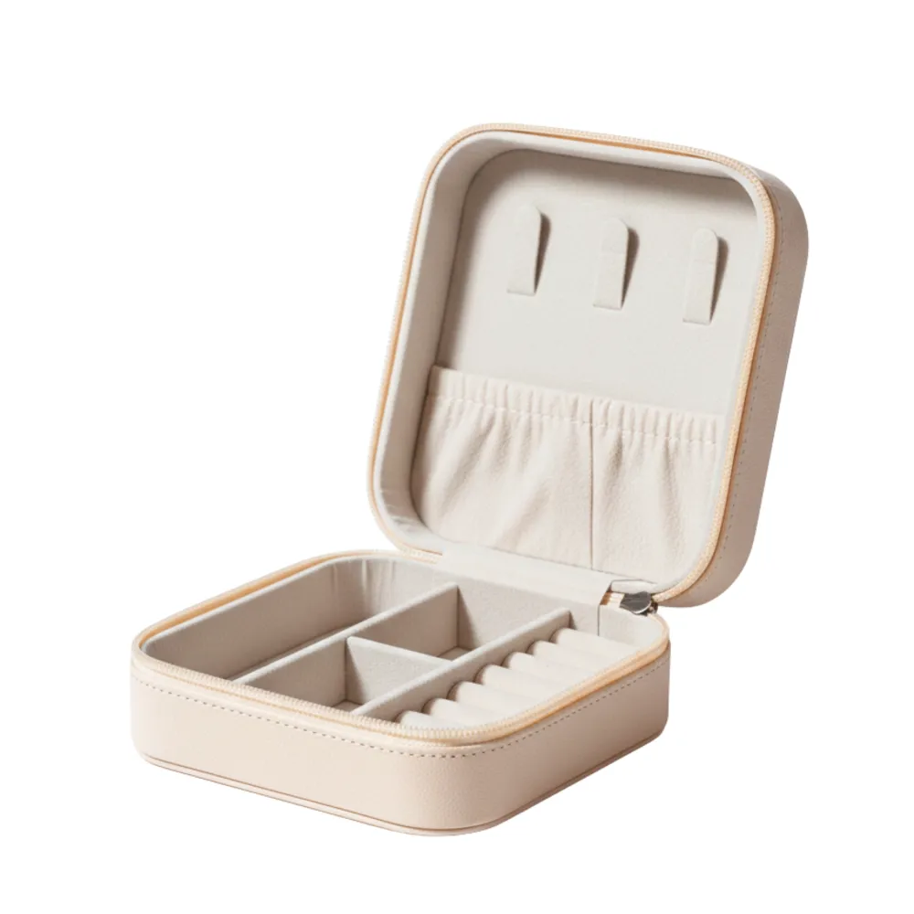 Zippered PU Leather Travel Jewelry Organizer