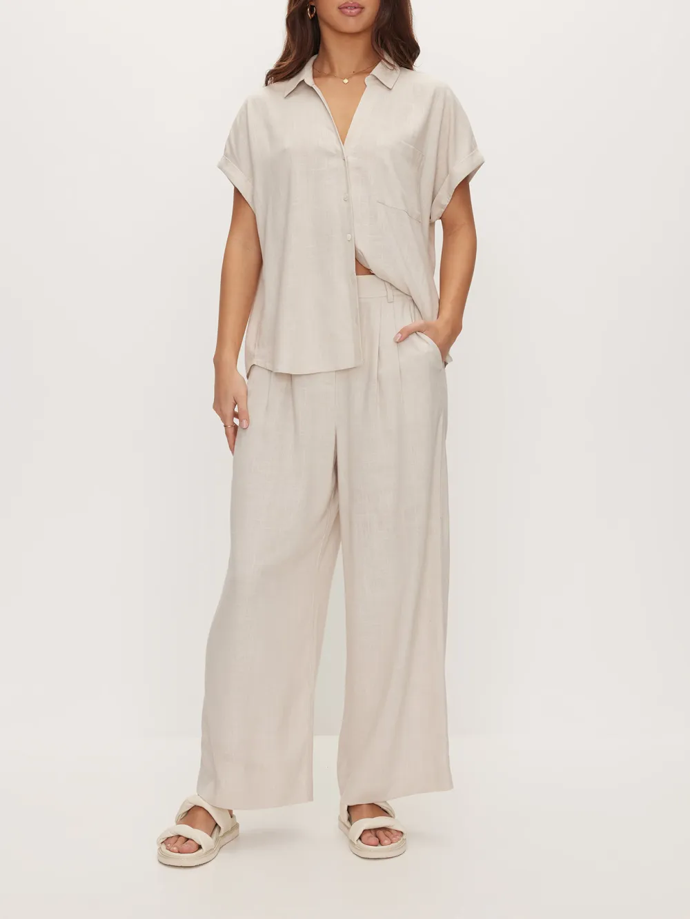 Button Front Slight Stretch Shirt