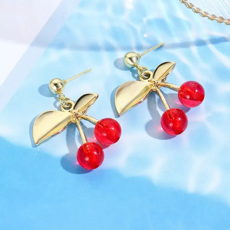 K Gold Plated Cherry Earrings