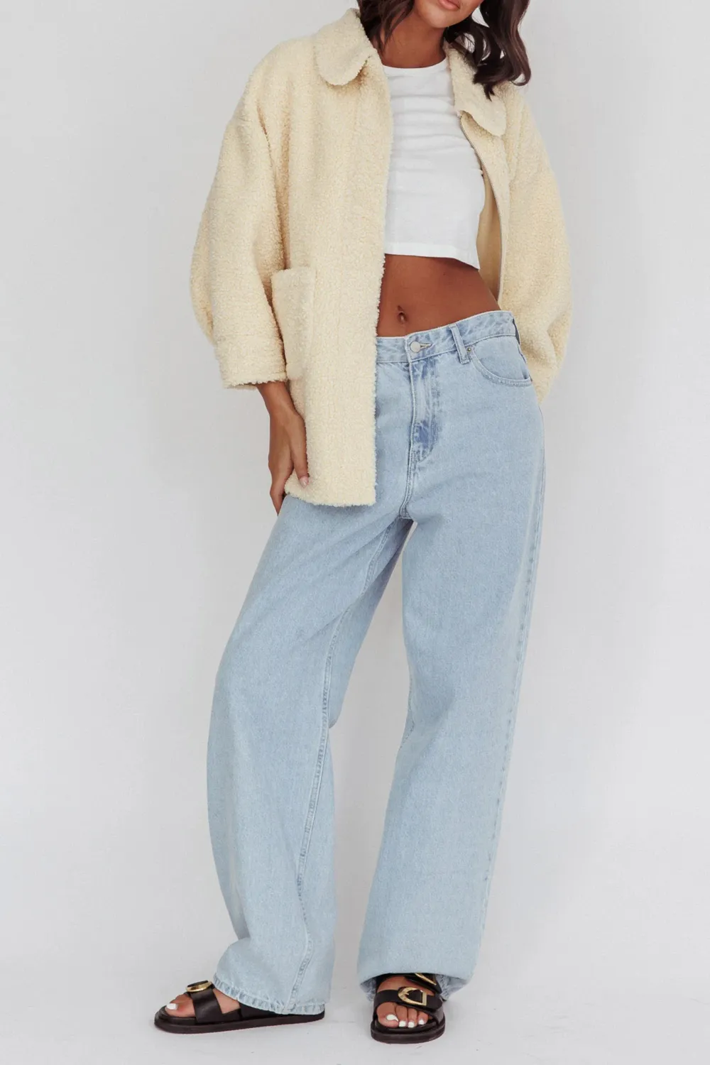 Simple Solid Color Lamb Wool Lapel Coat