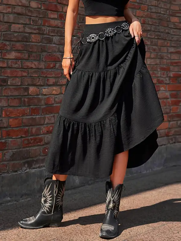 Relaxed Ruched Tiered Skirt