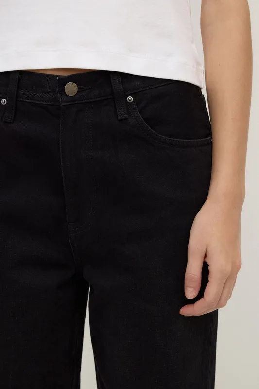 Black Twisted-Seam Straight-Leg Jeans
