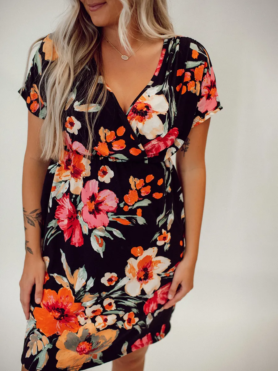 Tropical floral pattern dress