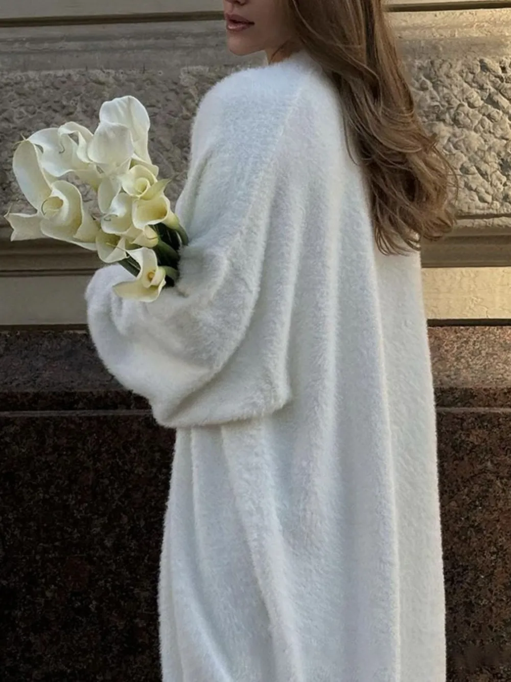Fuzzy Open-Front Cardigan