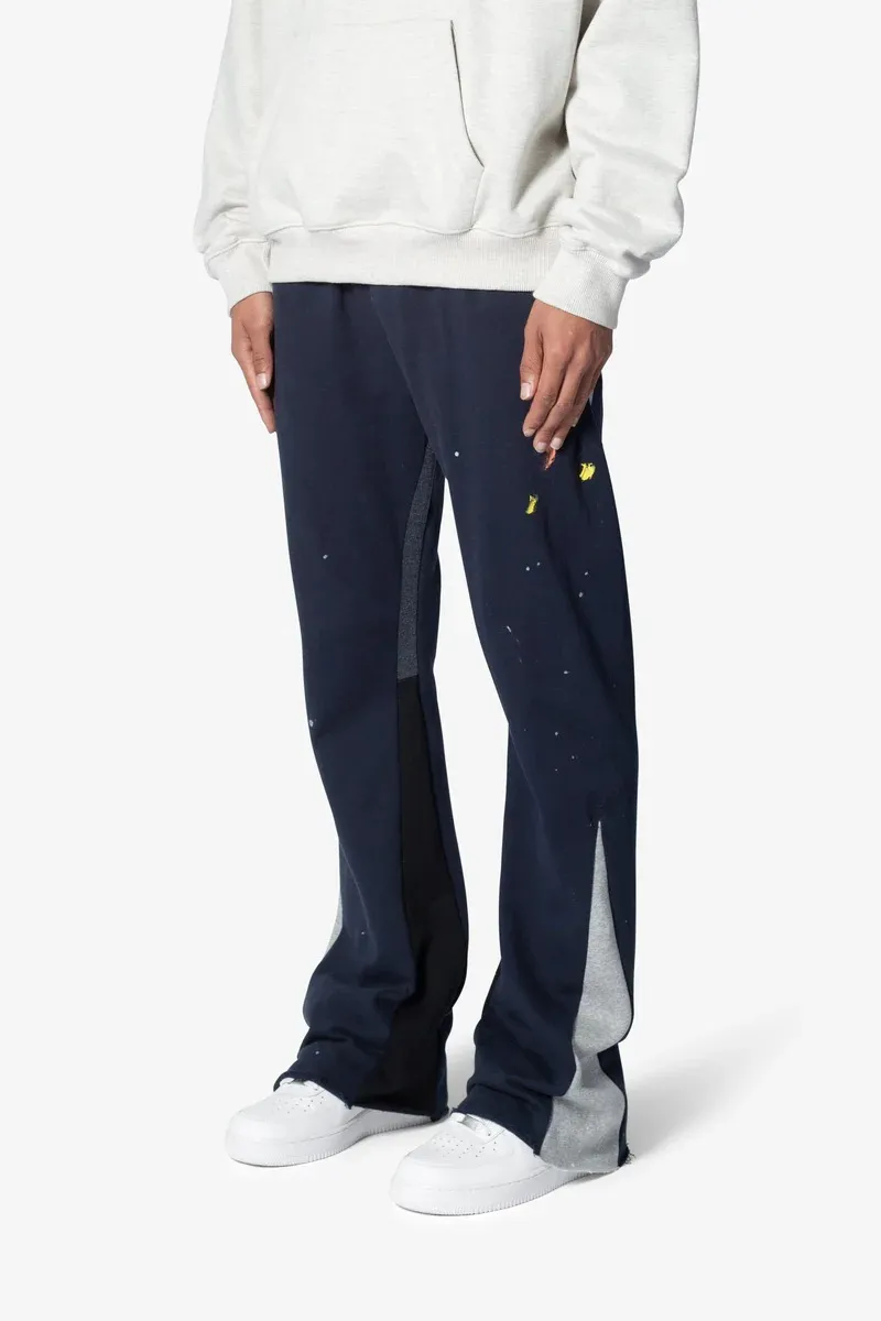 NAVY BLUE CONTRAST BOOTCUT SWEATPANTS