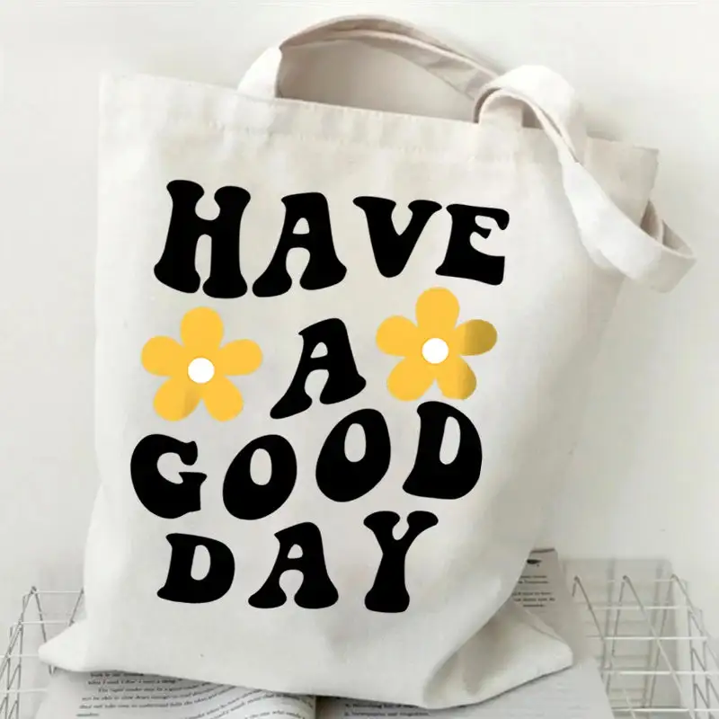Groovy Retro Graphic Canvas Tote Bag