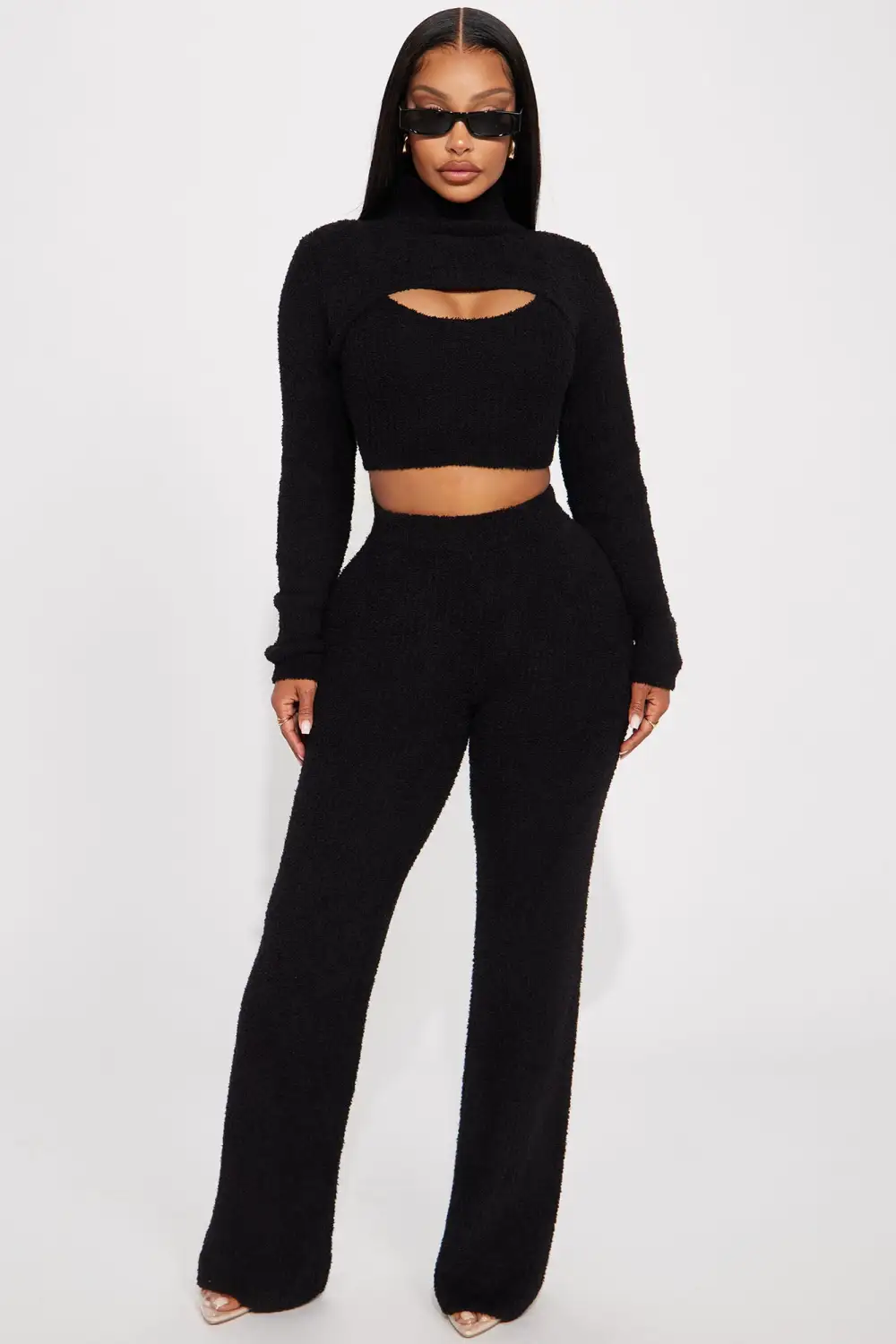 Feeling Cozy 3 Piece Pant Set - Black